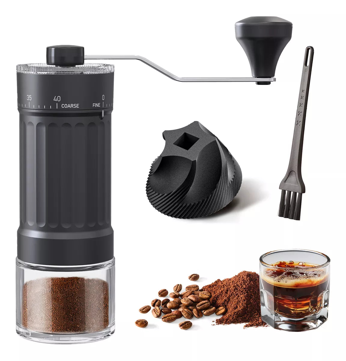 Moedor de Grãos de Cafe Manual de Cerámica Cor Preto